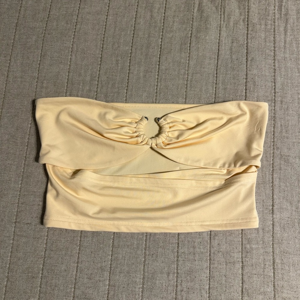SHEIN Light Cream Strapless Top